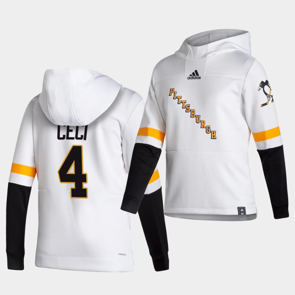 Men Pittsburgh Penguins #4 Ceci White  NHL 2021 Adidas Pullover Hoodie Jersey->->NHL Jersey